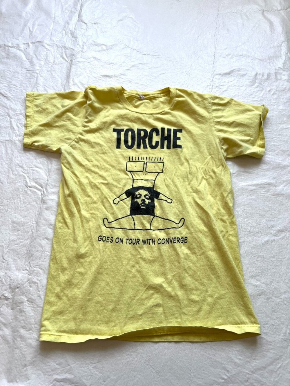 Torche band t shirt Tourche goes on tour with Converge Milo adult small yellow